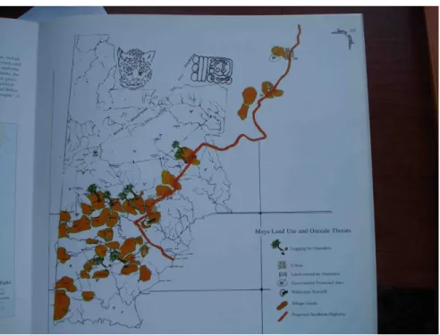 Figura 3. Las reservas históricas y la representación de los “Maya communal lands” 