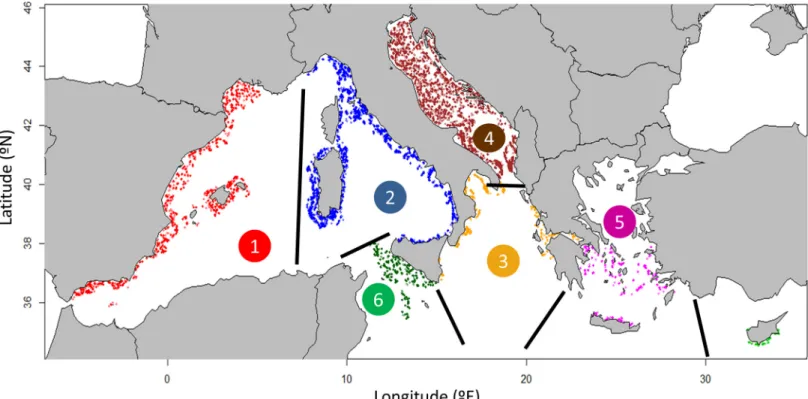 Fig 1. Map of the Mediterranean Sea showing the MEDITS stations sampled during 1994 – 2012