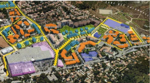 Figure 4 – Excerpt from the La Soude/Les Hauts de Mazargue urban renewal project for the La Cayolle district (from 2013, a few modifications have since been proposed)