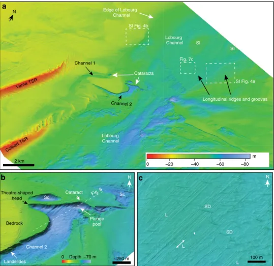 Figure 7 | Sonar bathymetry of the central Dover Strait region. (a) Coloured and shaded relief multibeam bathymetry map of the Lobourg Channel.