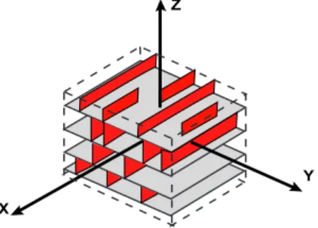 Figure 1 Sketch of the synthetic network with only a few bedding perpendicular joints represented.