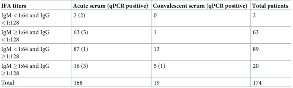 Table 2. IF assay antibody titers for the 174 confirmed murine typhus patients.