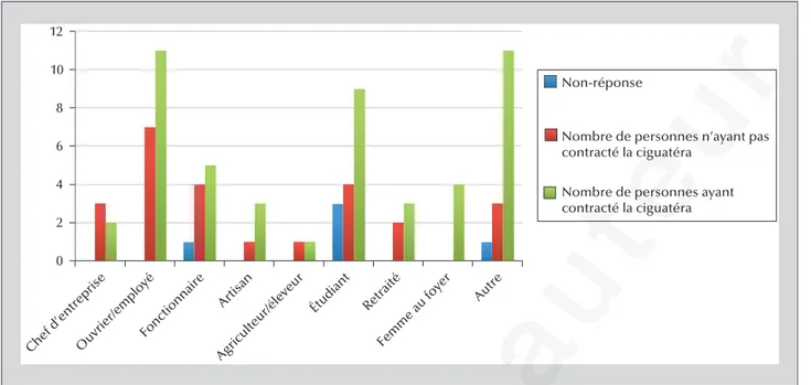 Figure 19. Le nombre de cas intoxiqués en fonction de leur activité socioprofessionnelle.