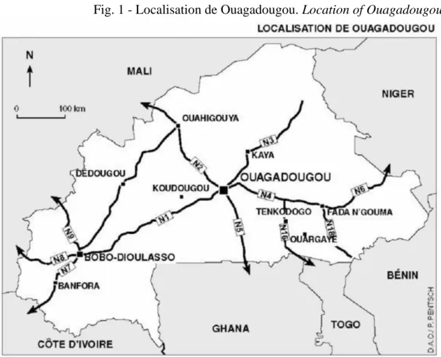 Fig. 1 - Localisation de Ouagadougou. Location of Ouagadougou.