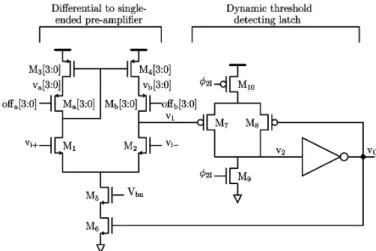 Fig. 6. Differential zero crossing detector with digitally programmable offset adjustment.