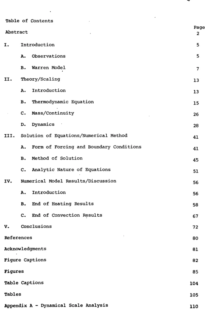 Table  of Contents Page Abstract  2 I.  Introduction  5 A.  Observations  5 B.  Warren Model  7 II