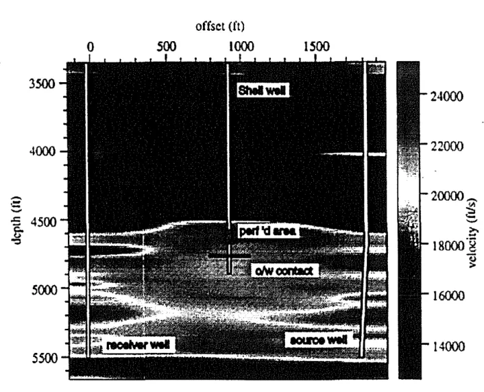 Figure 3. Tomographic image of the reserv.oir at MIT's Michigan Test Site. This image was generated from the piezoelectric data gathered in 1990-1991 by BP America Inc