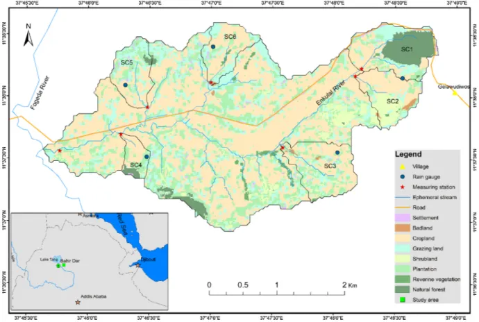 Fig. 1. Map of the study area (Enkulal Catchment) and location of the sub-catchments (SC1-SC6)