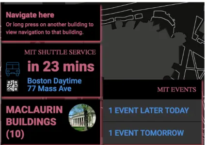 Figure 2-1: Sample cards displaying available information for Building 10 At this point, users can browse available events, and upon finding an event of interest, add it to their personal calendar by scanning the QR code shown upon tapping on the event usi