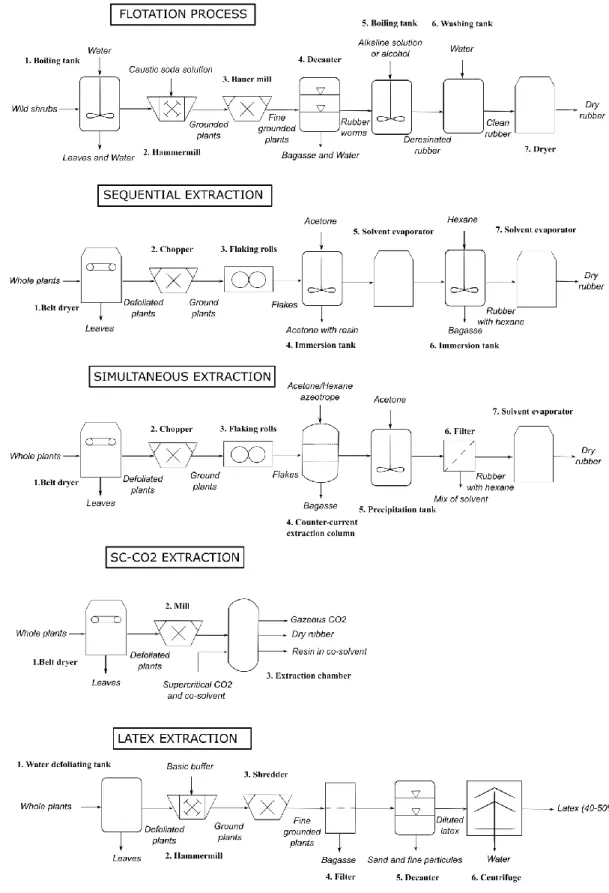 Figure 10. P&amp;ID schemes of proposed industrial processes. 