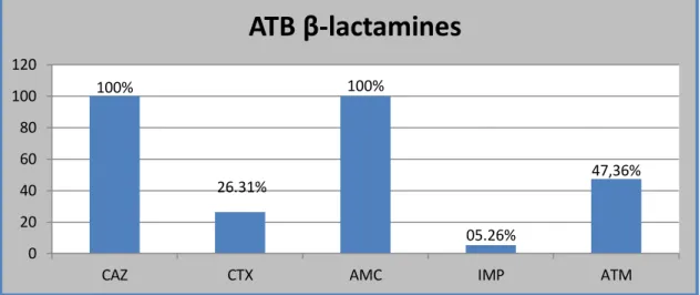 Figure 6 : Taux de résistance vis-à-vis des β-lactamines 