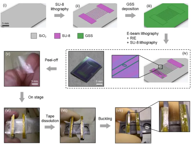 Figure 2: Overall fabrication process flow of the 3-D integrated photonics devices. 