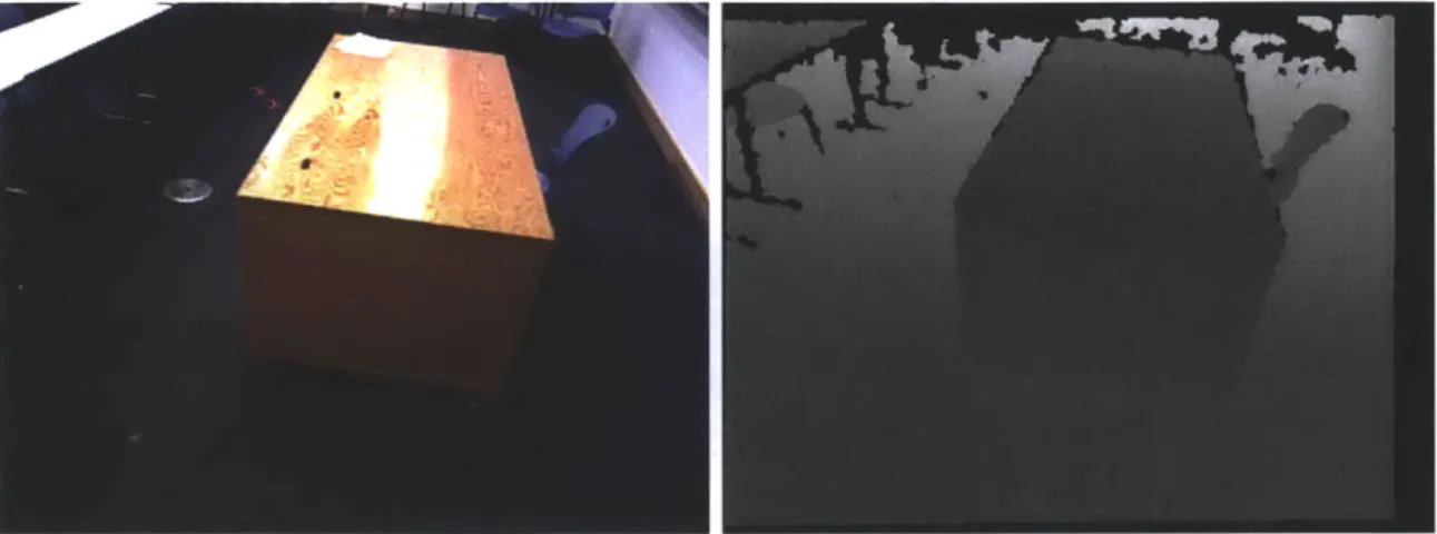 Figure  3-1:  An  RGB  image  and  a depth  image  captured  by  the  Asus  Xtion  camera.