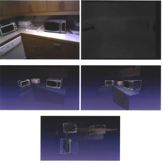 Figure  4-1:  Example  of a  reconstructed  scene  with  three  cuboid-shaped  objects.