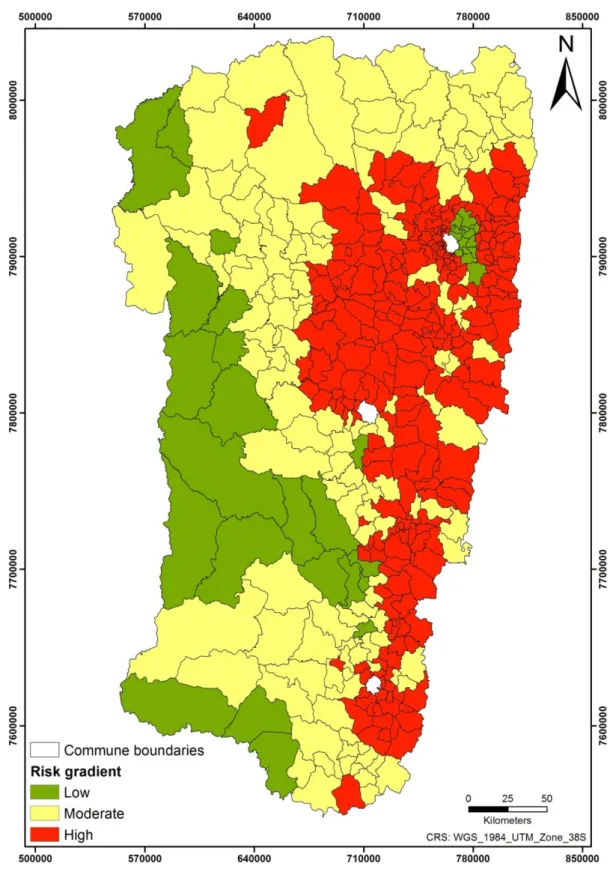 Figure 4. Suitability map in 2016 adjusted to a commune scale. 
