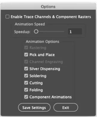 Figure 3-6: In this configuration, the components rastering and channel engraving options are disabled because the ‘Enable Trace Channels &amp; Component Raster’ option is not selected