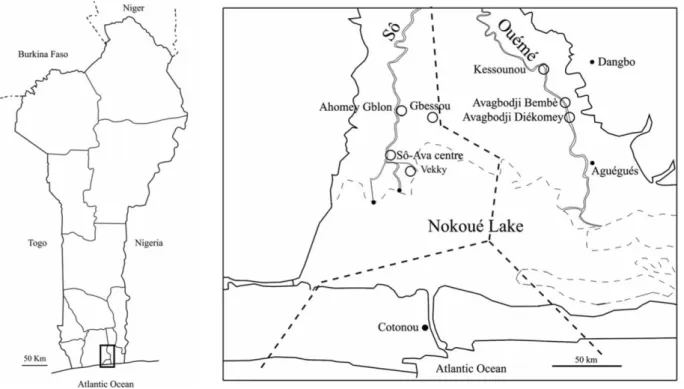 Figure 1 Geographical positions of the villages where samples  were collected.  