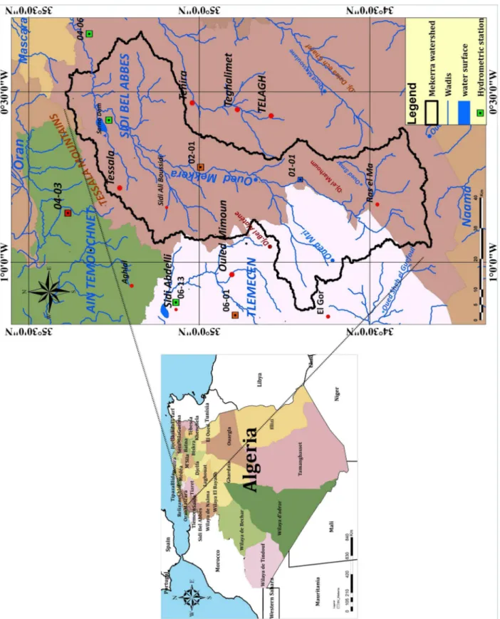 Fig. 1  Geographical location of the oued Mekerra catchment