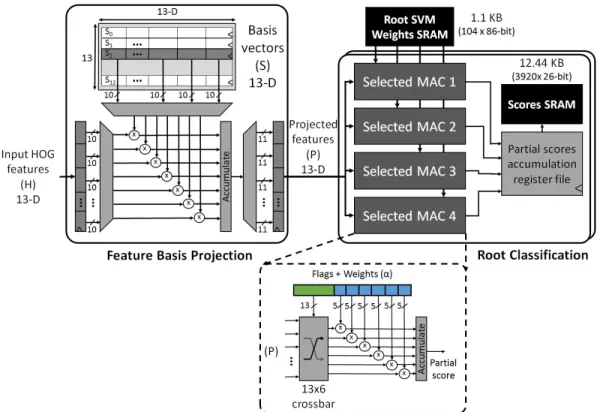 Fig. 12. Feature basis projection architecture and root classification in the new sparse space.