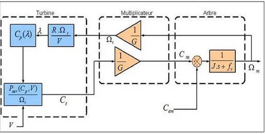 Figure II.12  . Schéma bloc du modèle de la turbine éolienne. [46] 