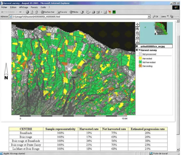 Figure 6 : Interactive map in a web page (Source: SUCRETTE/CIRAD). 