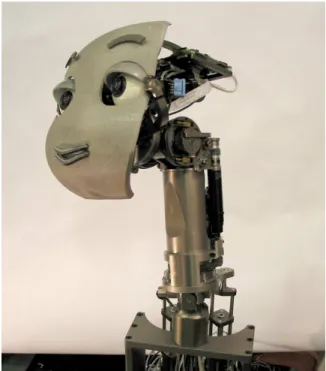 Figure 3-5: A close-up image of the Mertz robot. We intuitively designed the robot’s visual appearance to facilitate its sociability