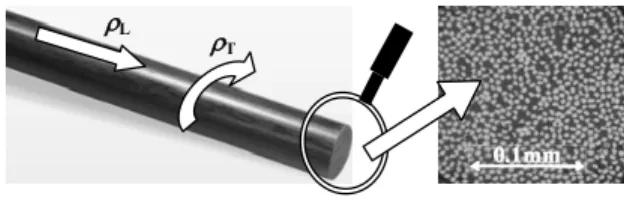 Fig. 1. UD-CFRC rod and the microscopic picture.