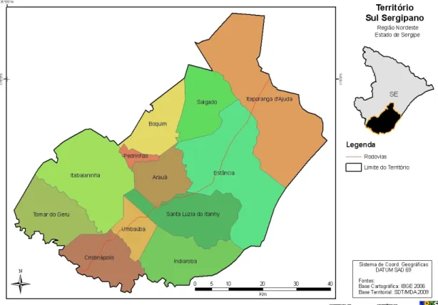 Figure 3. Le territoire sud de Sergipe. 