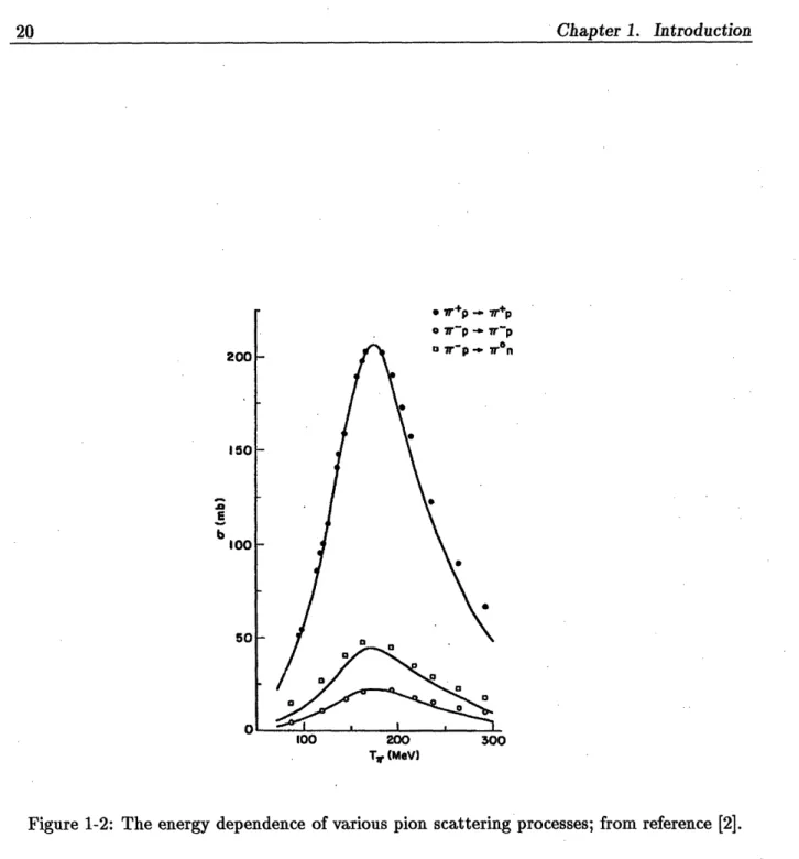 Figure  1-2:  The  energy  dependence  of various  pion  scattering  processes;  from  reference  [2].