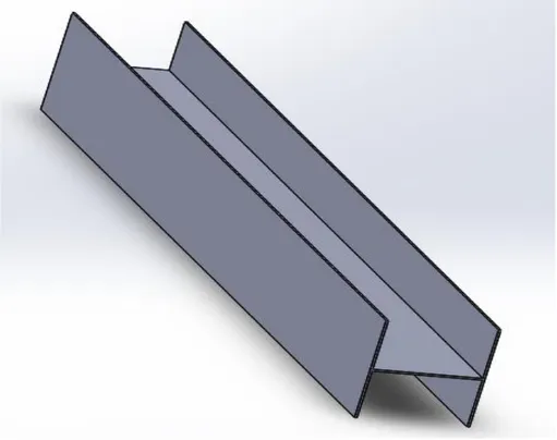 Figure II.1 : barre en acier de la forme H et de la dimension 100mm sous logiciel Solidworks 