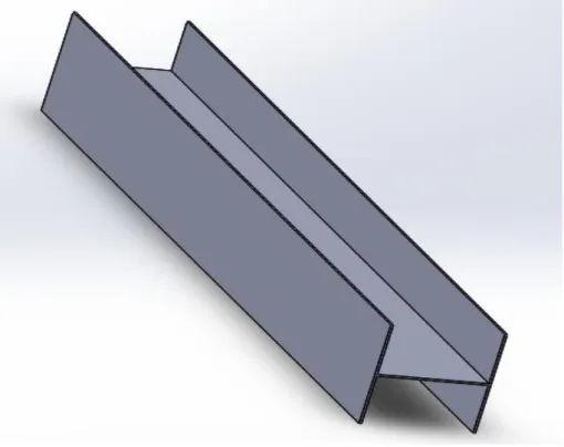 Figure II.1 : barre en acier de la forme H et de la dimension 100mm sous logiciel Solidworks 