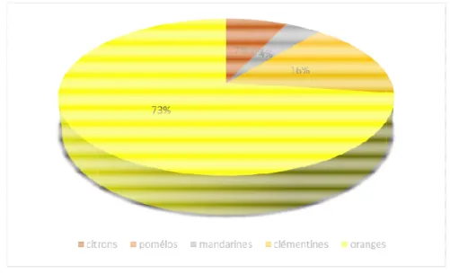 Figure 1:Répartition des superficies agrumicoles par groupe des variétés (MADR, 2013).