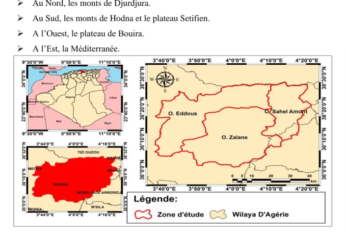 Figure III.1 : Situation géographique des trois sous bassins. 