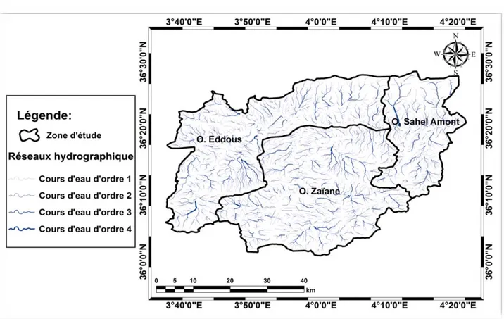 Figure III.7 : Réseau hydrographique des trois sous bassins versants.