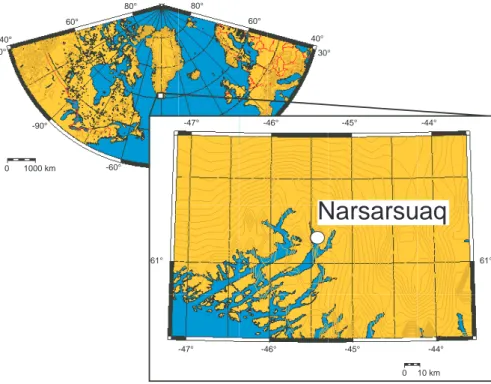 Fig. 1. Location of the pollen trap at Narsarsuaq in southern Greenland.
