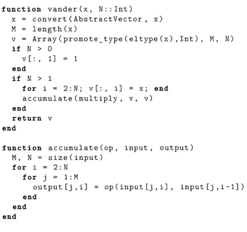 Figure  2-1:  Julia  implementation  of  vander