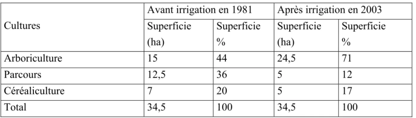 Tableau 3. Evolution l’occupation de sol de 1981 à 2003. 