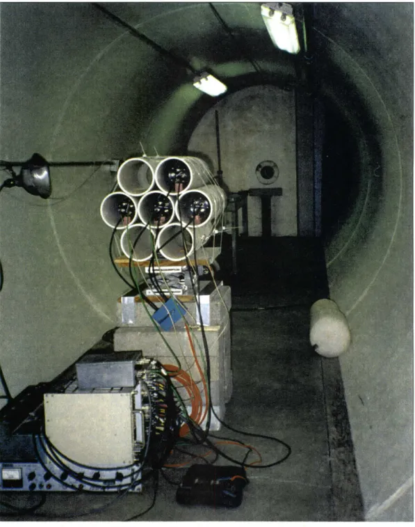 Figure  II-C-4:  TOF  tunnel  and  detectors  at  OUAL.