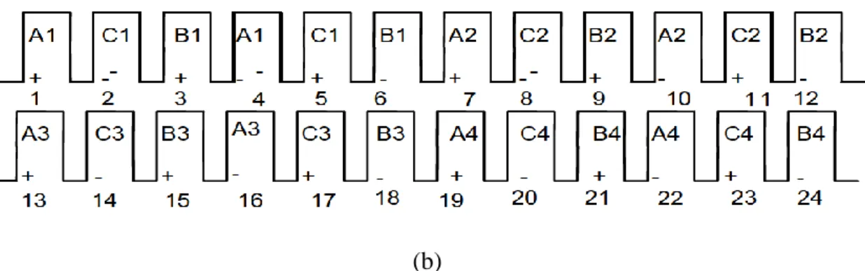 Figure II.3  (a) circuit électrique de la MSAP ; (b) schéma de bobinage de la MSAP.  
