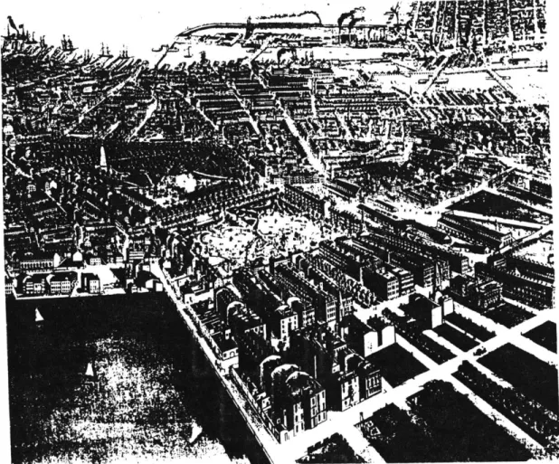 Figure B-2.  Birds-Eye  View  of Boston  and  Back  Bay  by  F.  Fuchs  (detail),  1870.