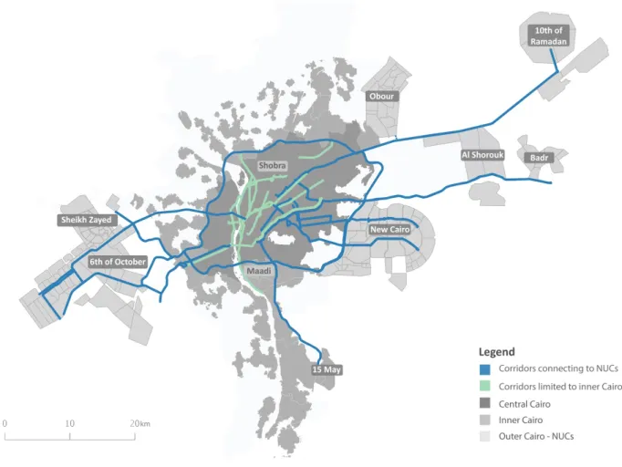 Figure 4. 1 Areas included in the study within the GCR and their delineations as Central, Inner, or Outer 