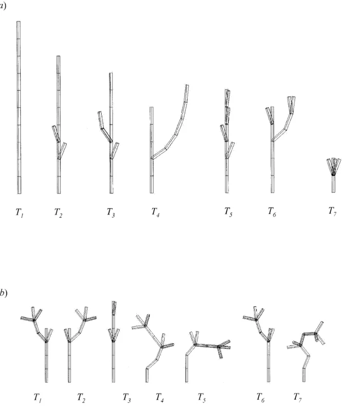 Figure 7. Two sets of theoretical plants: (a) Plants of S 3 have different topologies
