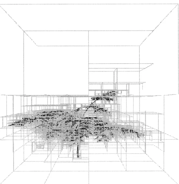 Figure 15. Multiscale voxel-space: the plant architecture is approximated by voxels whose sizes are locally adapted to the irregulari- irregulari-ty of the plant geometry (From [109]).