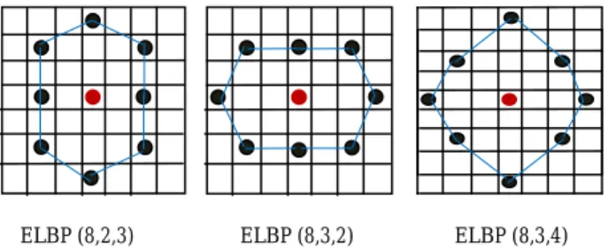 Figure 5.   Results of LBP and ELBP application with differentd masks.