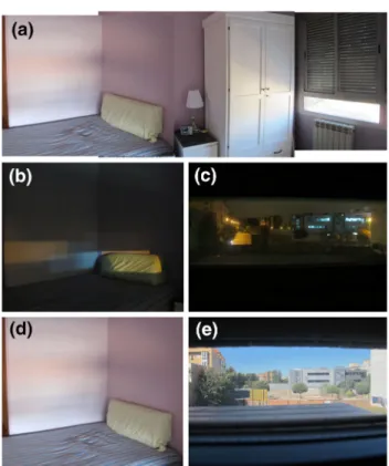 Fig. 6 The top row (a) shows two different rooms illuminated by exte- exte-rior light, creating shading patterns within the room