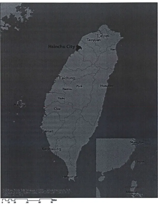 Figure  1.1  Geography  and  Maps of Hsinchu City, Taiwan