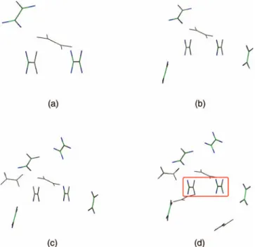 FIG. 3. Depiction of the ethylene clusters used in the calculations contain- contain-ing: inset (a) 4, (b) 6, (c) 8, and (d) 10 ethylene molecules