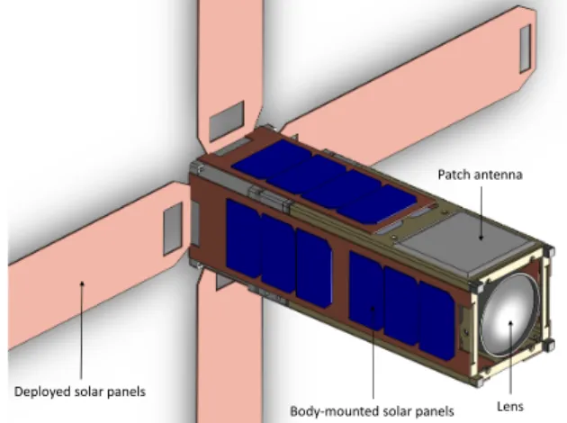 Figure 1: Current design of ExoplanetSat with deployed solar panels.