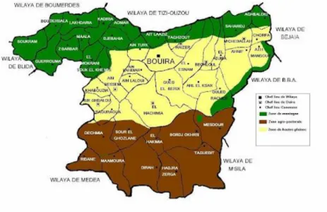 Figure 6: Localisation de la wilaya de Bouira dans la carte géographique. 