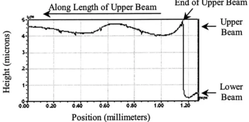 Figure 2.17:  Two-dimensional profile  of  the  end  of a  grating element  showing  the deformed upper surface.